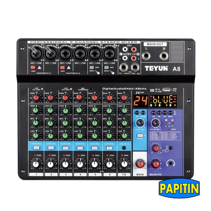 TEYUN-A8-1 Mixer Consola Interface de 8 Ch. - Imagen 1